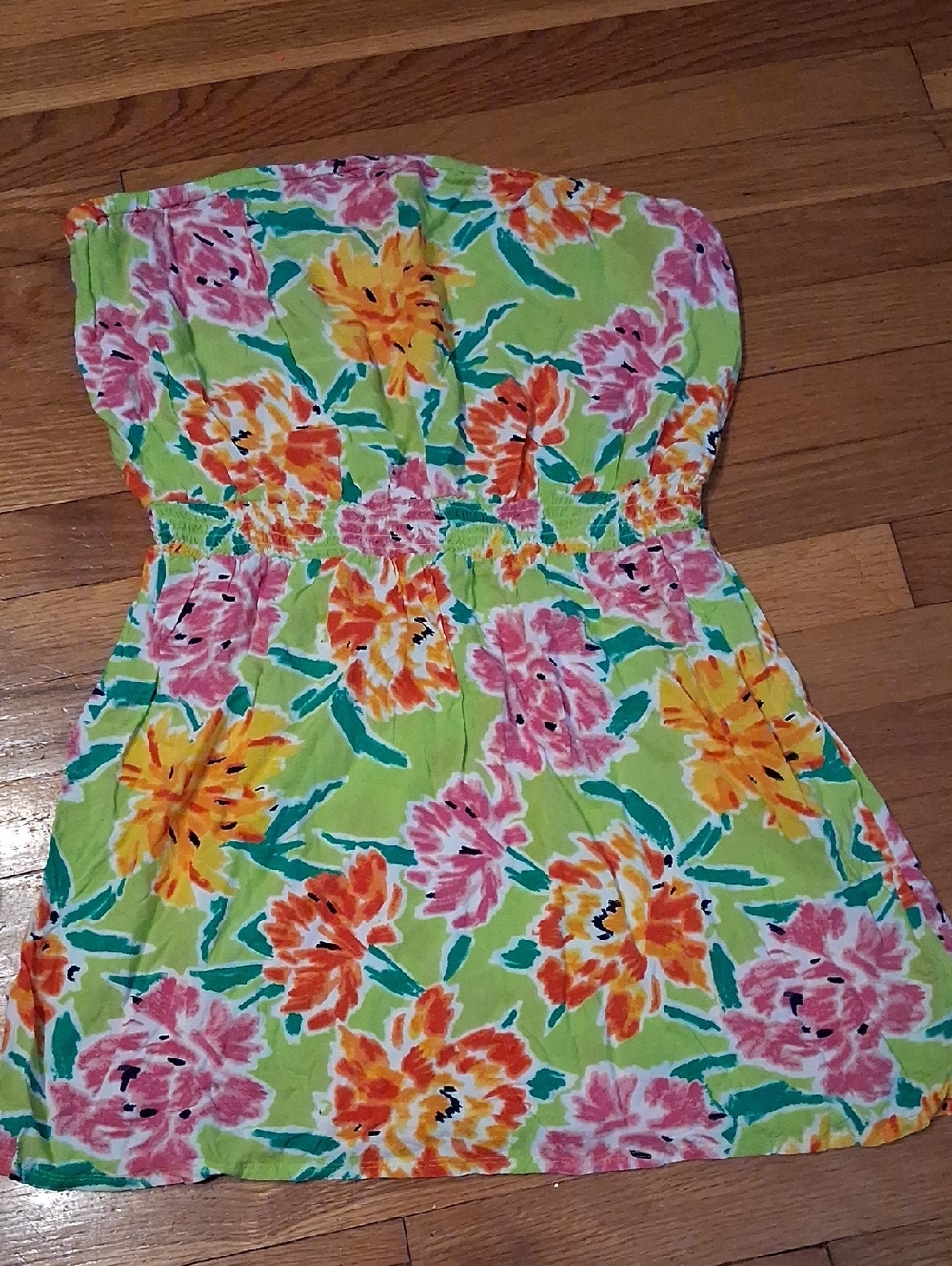 Aerie Strapless Dress Floral Multicolor Summer Tropical Mine dress Size Large